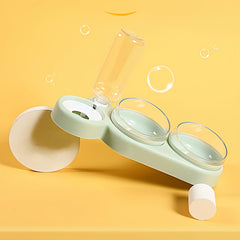 Raised Pet Bowls with Automatic Water Bottle for Dogs and Cats
