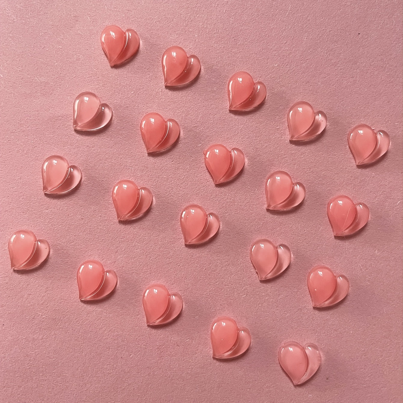 20 Watermelon Pink Heart 3D Resin Nail Charms for Gel & Acrylic