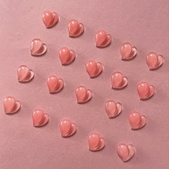 20 Watermelon Pink Heart 3D Resin Nail Charms for Gel & Acrylic