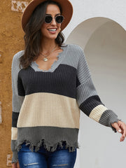  Punk Sweater V Neck Fringe Jumper
