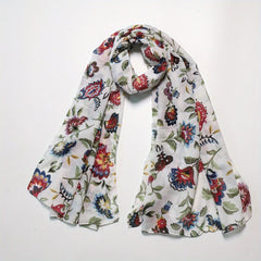 Flower Print Long Scarf Casual Shawl Windproof Head Wrap