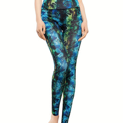 Leaf Print Yoga Leggings Workout Running Fitness Tight Pants