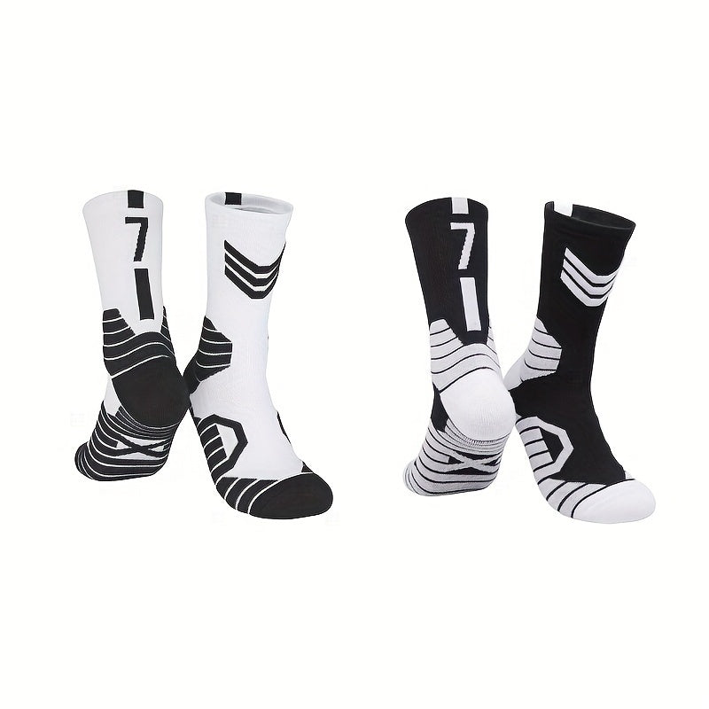 2 Pairs Teenager's Mid Crew Sport Socks Sweat-absorbing Breathable Socks