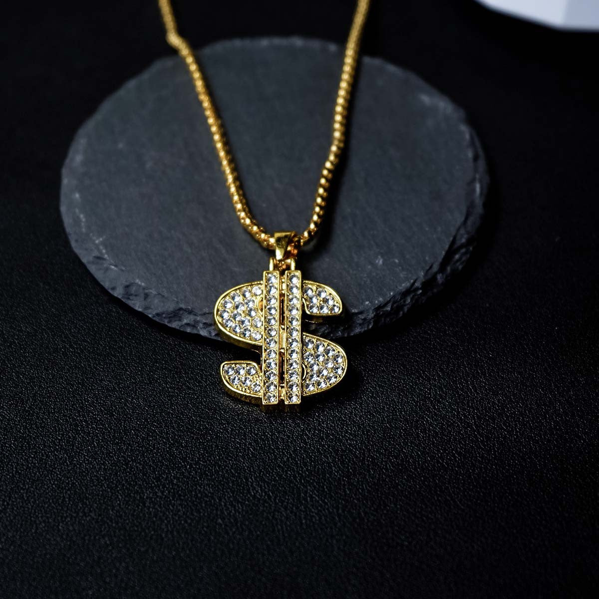 Golden Men's Alloy Hip Hop Cuban Chain
