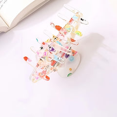 Colorful Flowers Fruits Heart Print Hair Clip Strong Hold Grip Hair Jaw Clip