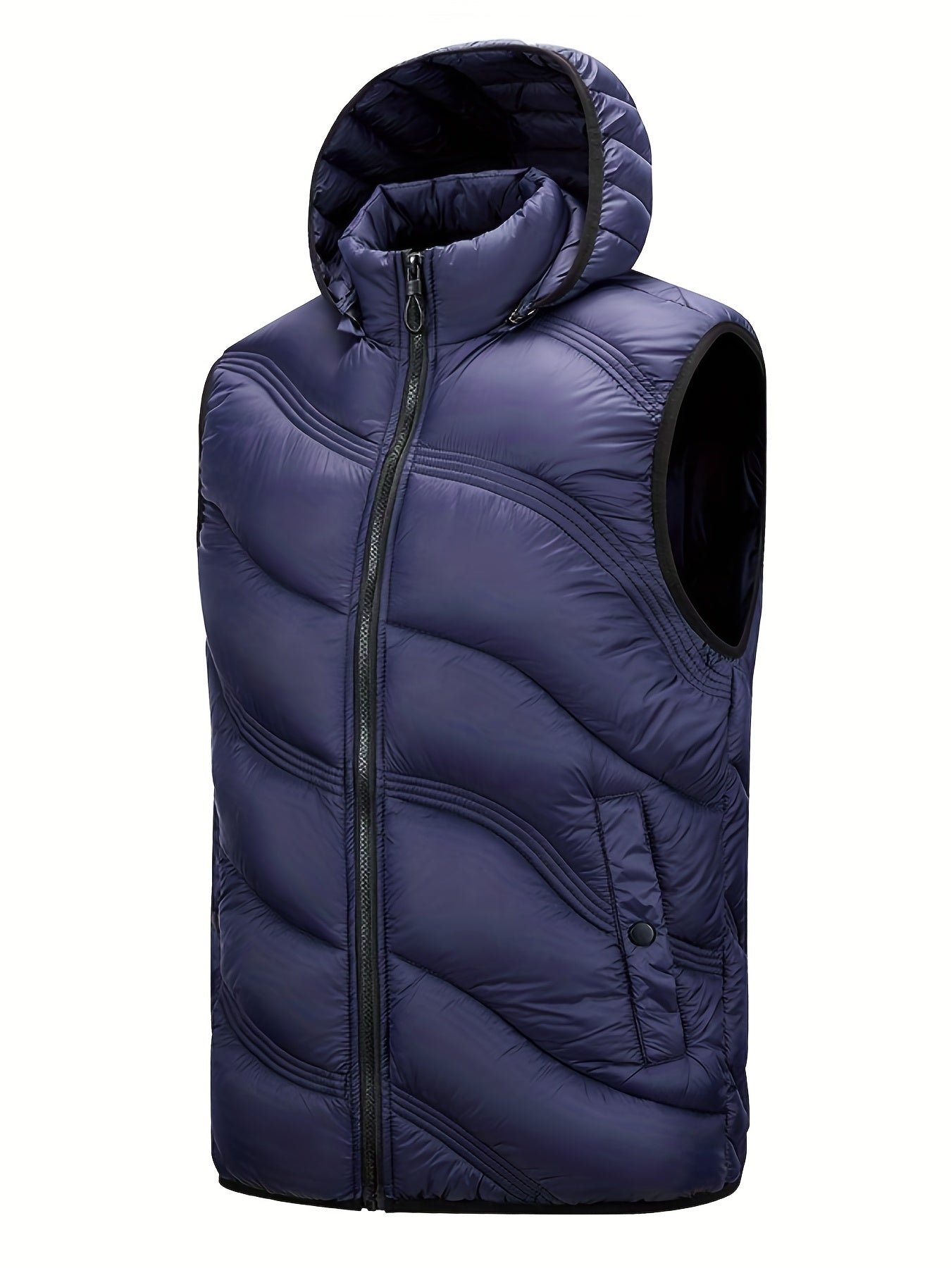 Men's Warm Hooded Vest Zip Up Casual Fall Winter