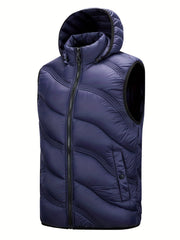 Men's Warm Hooded Vest Zip Up Casual Fall Winter