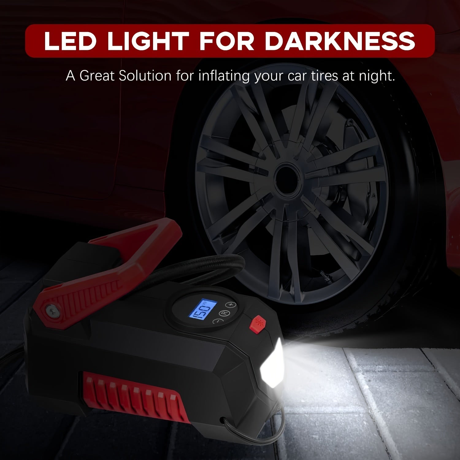 150 PSI Auto Air Compressor Tire Inflator Pump with Digital Display & Flashlight