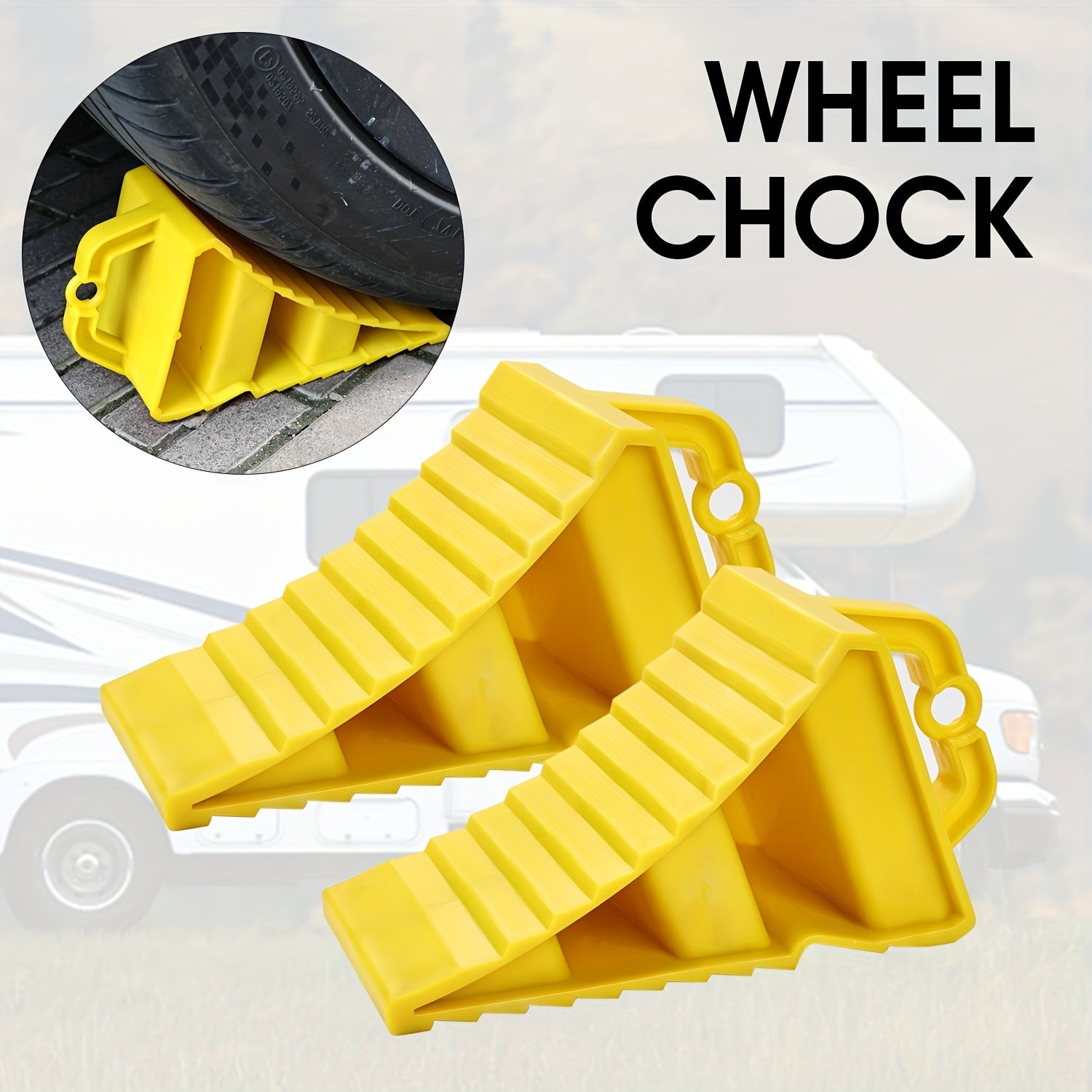 Wheel Chock With Handle Quick Grip Ribbed Chock Block