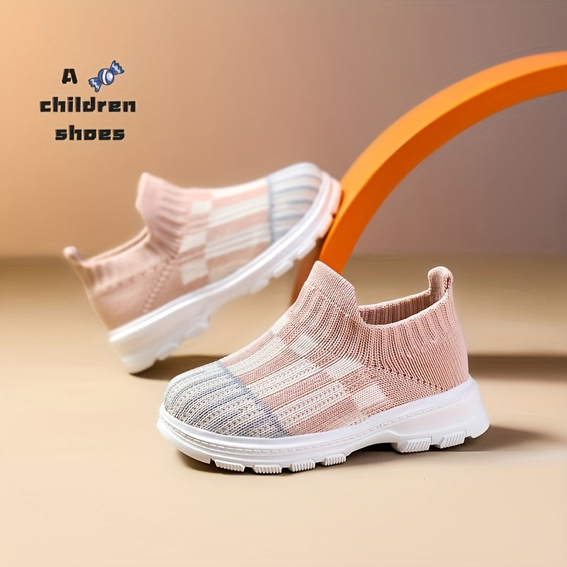Boys Slip On Sock Shoes Breathable Woven Knit Sneakers Running Shoes