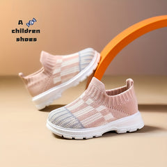 Boys Slip On Sock Shoes Breathable Woven Knit Sneakers Running Shoes