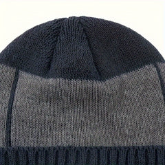 Men's Velvet Beanie Hat Winter Warm Knitted Hat For Outdoor Cycling