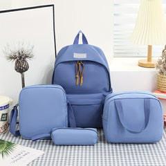 4PCS Pink Large Capacity Backpack Preppy Back To School Daypack