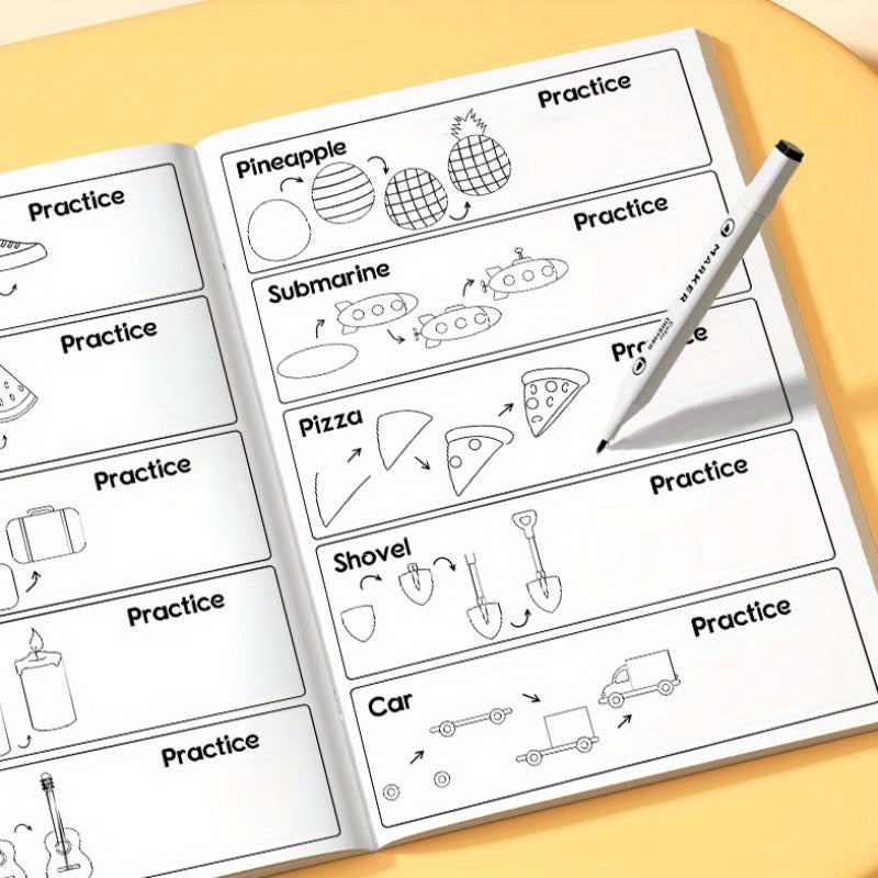 Step by Step Drawing & Coloring Book with Animal Fruit Transport & Rainbow Pages