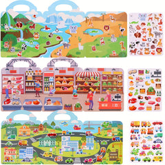 Waterproof Reusable Sticker Book Dinosaurs Animals Vehicles Educational Toys