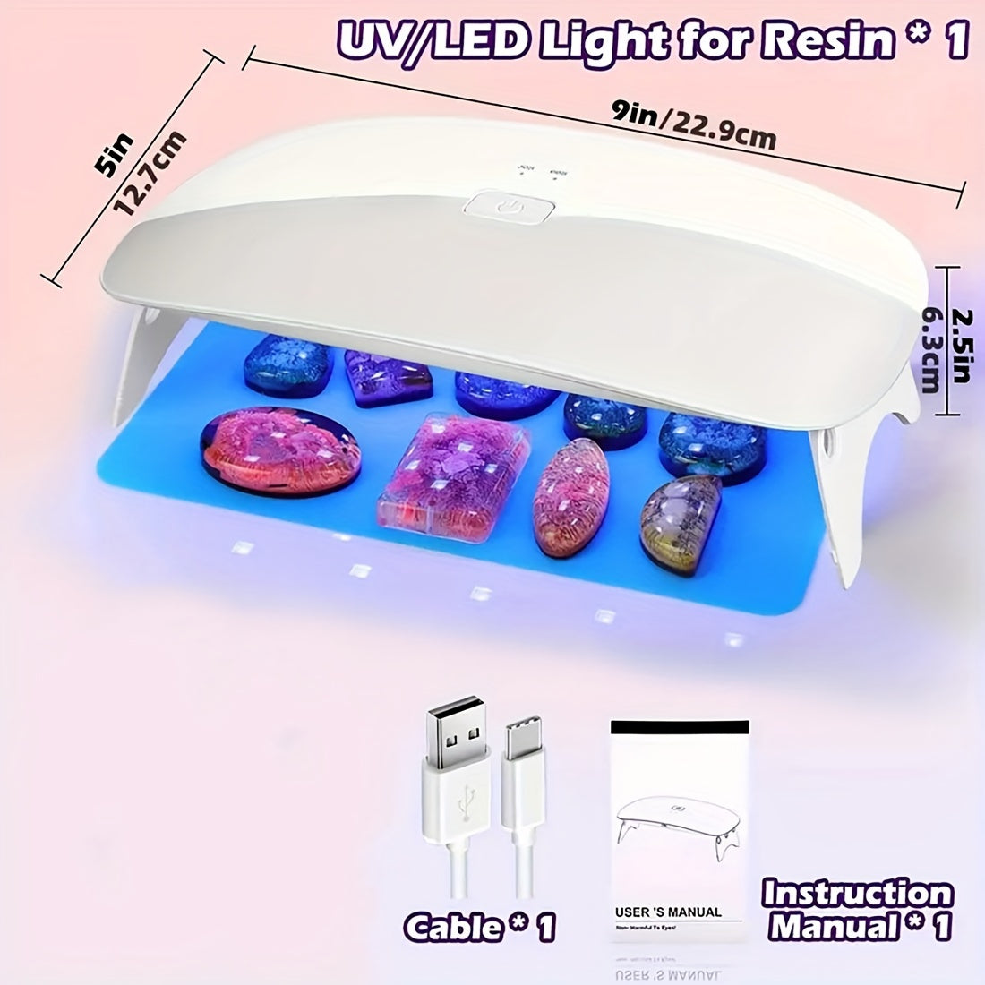 Large Size Foldable UV LED Resin Light with Double Light Source Lamp Beads