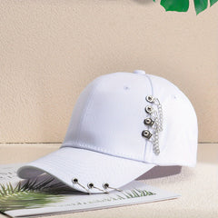 Ring Chain Decor Baseball Cap Kpop Couple Casual Sun Hat Unisex Dad Hats