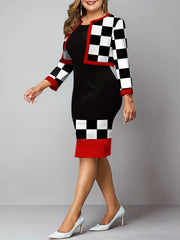  Colorblock Checker Print 2-Piece Set