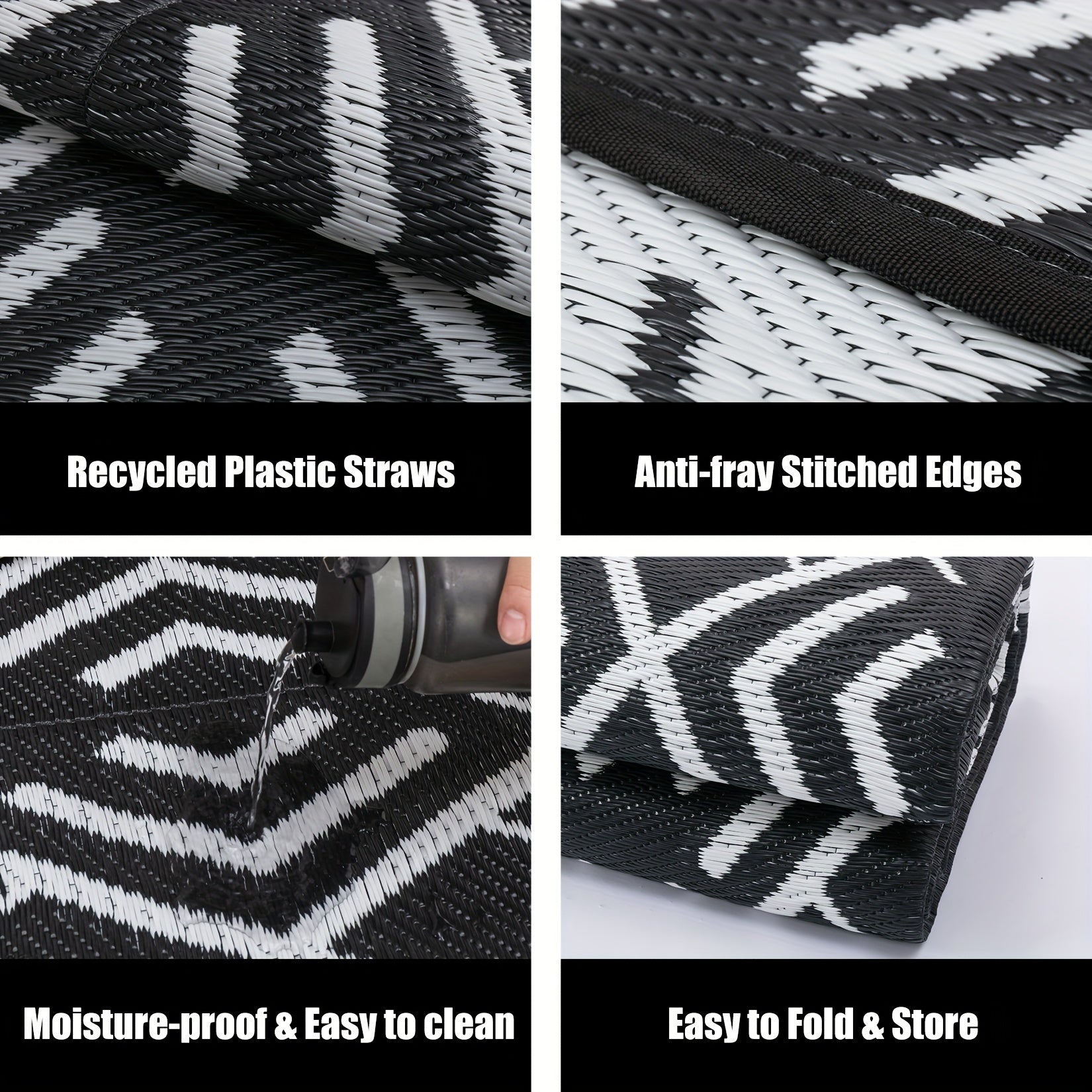 Non Slip Waterproof Reversible Outdoor Rug Multiple Sizes