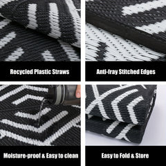 Non Slip Waterproof Reversible Outdoor Rug Multiple Sizes