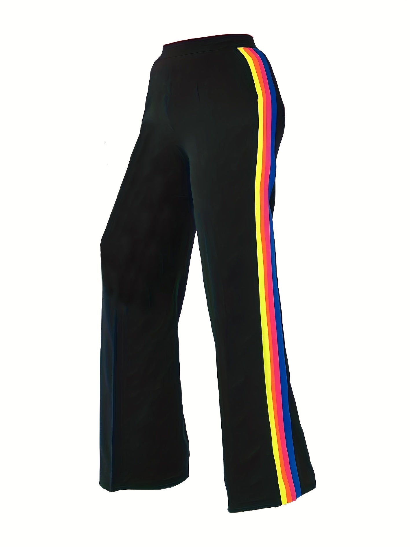  Colorful Stripe Print Wide Leg Trousers