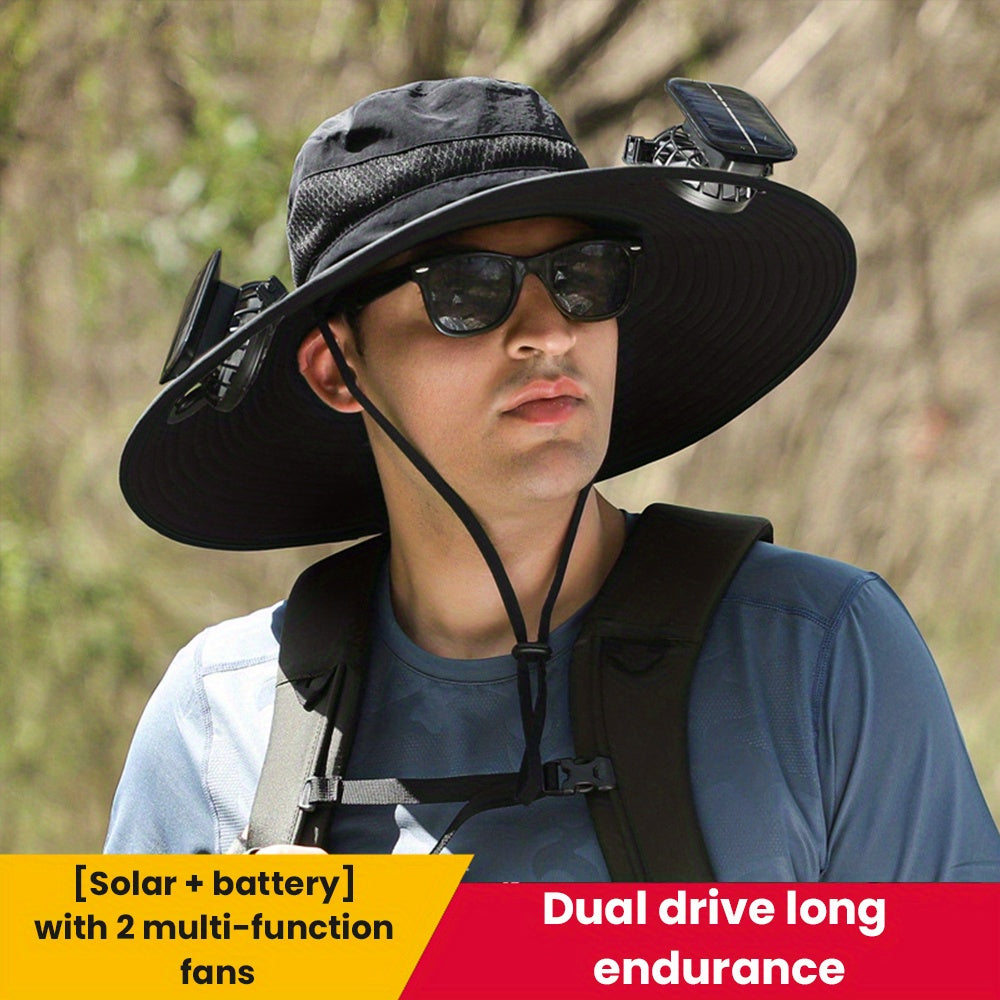 Summer Sun Hat with Solar Fan for Outdoor Activities