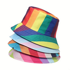 Rainbow Striped Bucket Hat LGBT Pride Sunscreen Fisherman Cap
