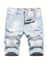 Men's Paint Splatter Ripped Denim Shorts