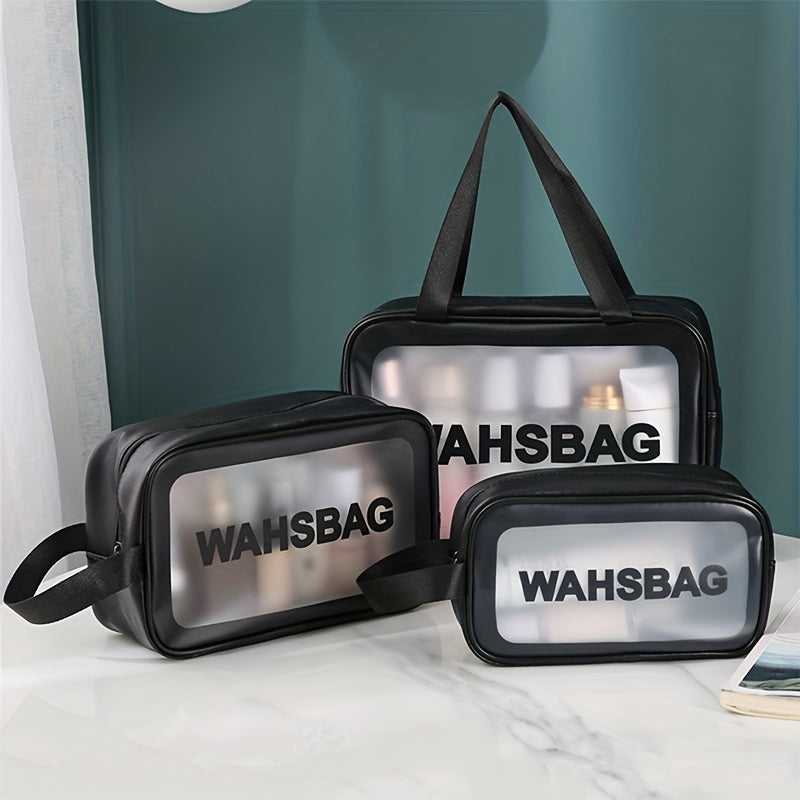 3pcs Transparent Letter Pattern Cosmetic Bags