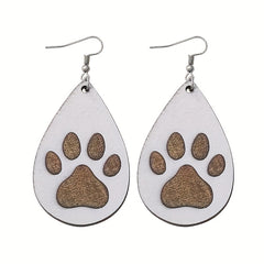 Men's Wooden Dog Paw Drop Earrings