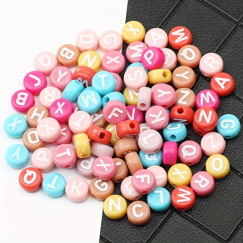100pcs Mixed Acrylic Heart Letter Beads for DIY Jewelry Making