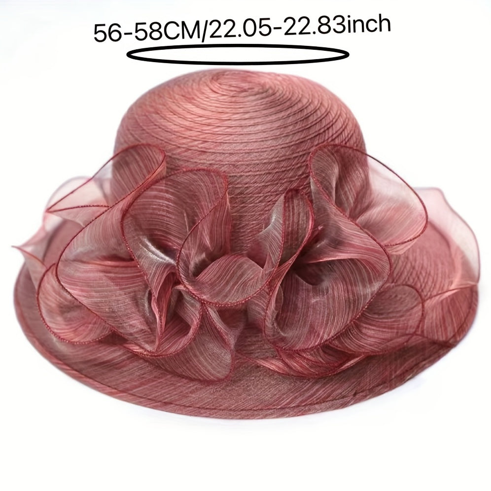 Sunscreen Organza Bucket Hat Flower Decor Lace Derby Hat