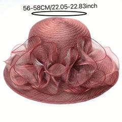 Sunscreen Organza Bucket Hat Flower Decor Lace Derby Hat
