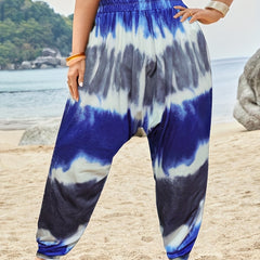 Tie Dye Print Plus Size Stretch Ruched Harlan Pants
