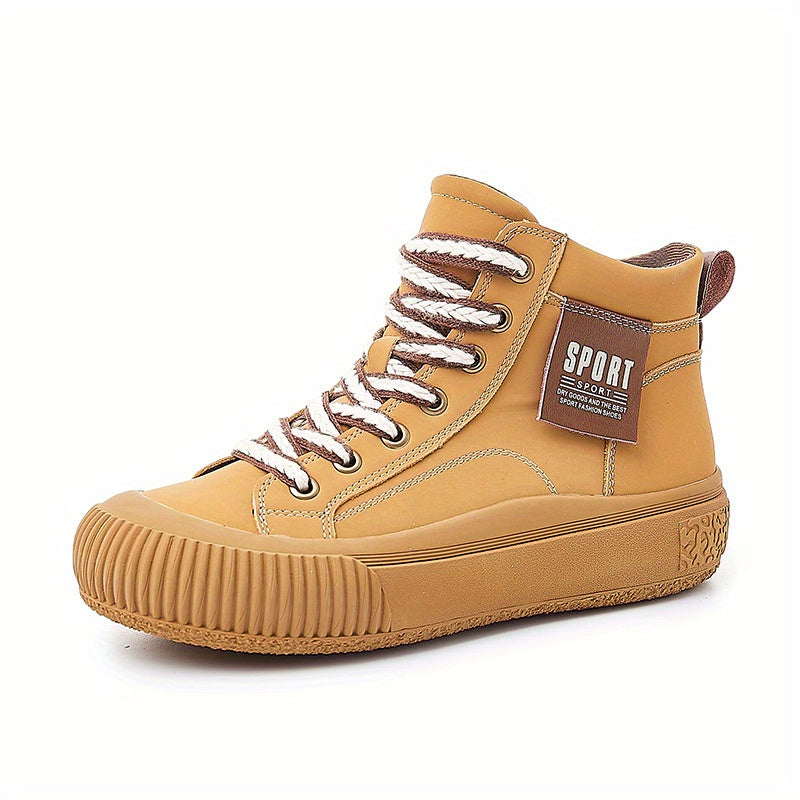 Women's Faux Leather Lace Up Sneakers Top Sport Shoes