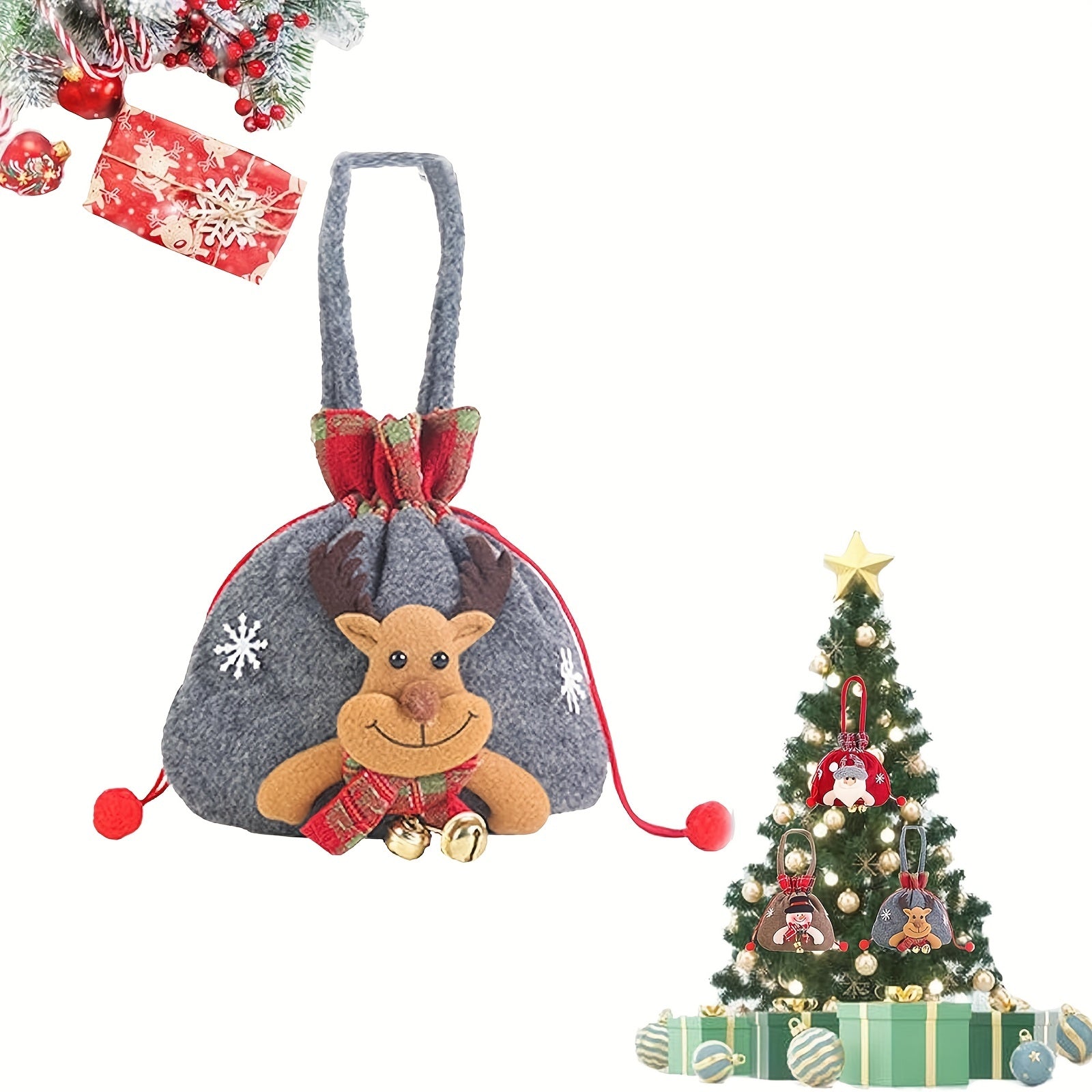 Christmas Gift Doll Bag Small Christmas Gift Bag Christmas Knitted Doll Gift Bag
