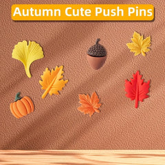 40pcs Fall Decorative Pushpins Leaves Pumpkins Acorns Thanksgiving Decor