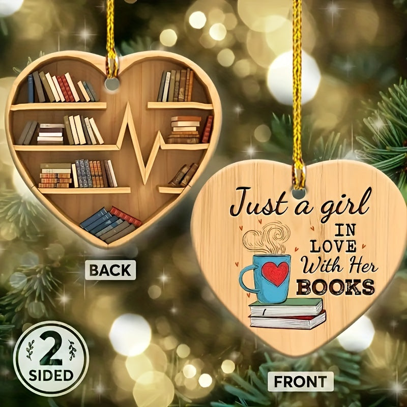 Acrylic Charm Round Love Heart Bookshelf Pendant Christmas Tree Decor