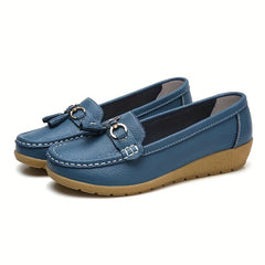 Women's Low Wedge Loafers Metal Decor Non Slip Shoes