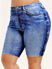 Gradient Denim Yoga Sports Shorts For Women