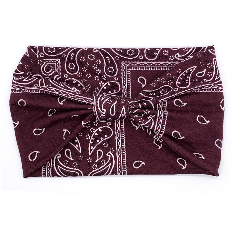 Boho Headbands Wide Knotted Hair Bands Printing Bandeau Travel Stretchy