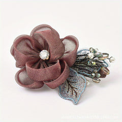 Rhinestone Floral Hair Clip Faux Pearl Wedding Headpiece