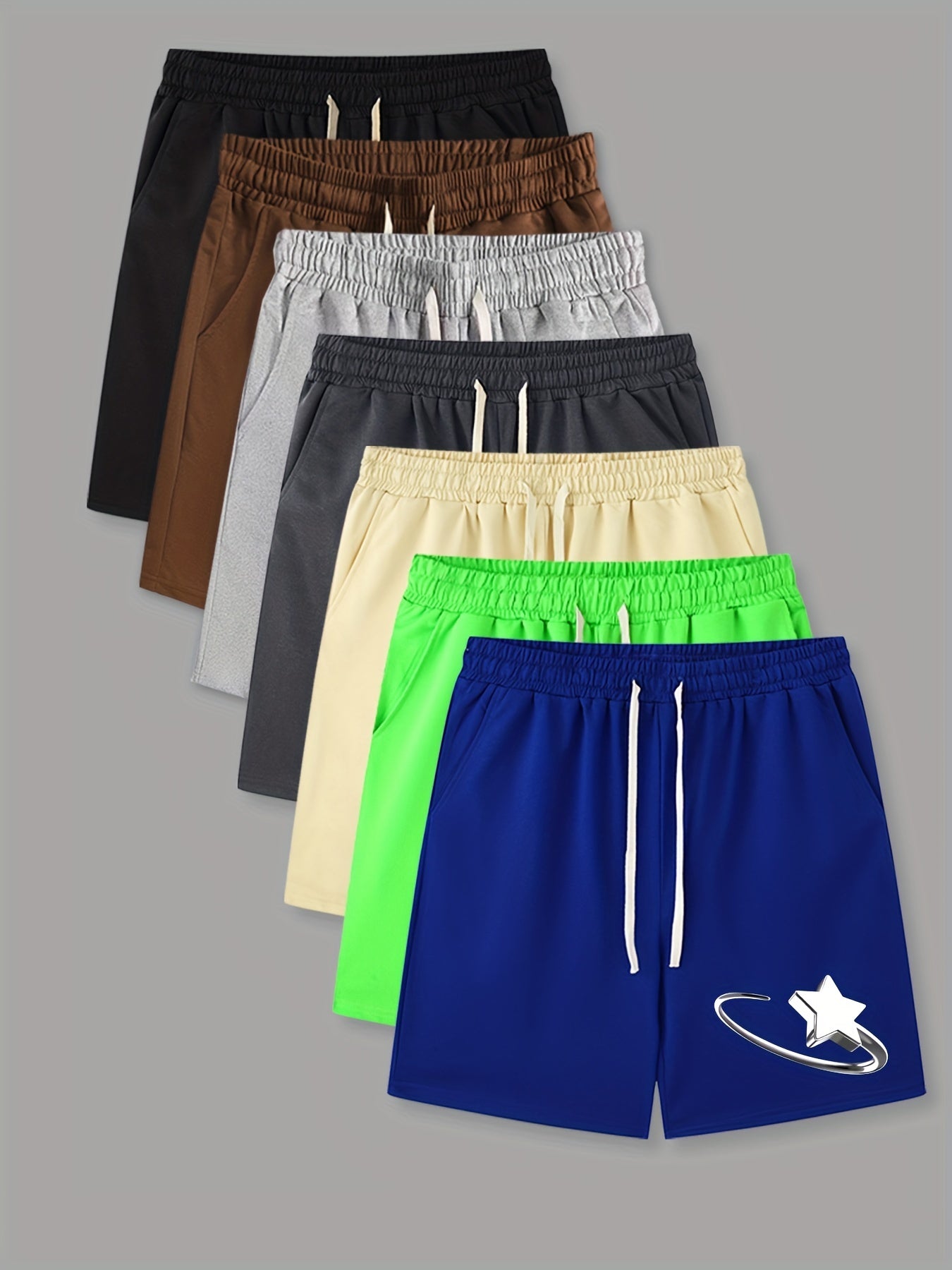Star Pattern Comfy Shorts Men's Casual Elastic Waist Drawstring Shorts