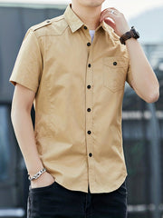 Men's Chest Pocket Short Sleeve Shirt Casual Comfy Shirt For Summer