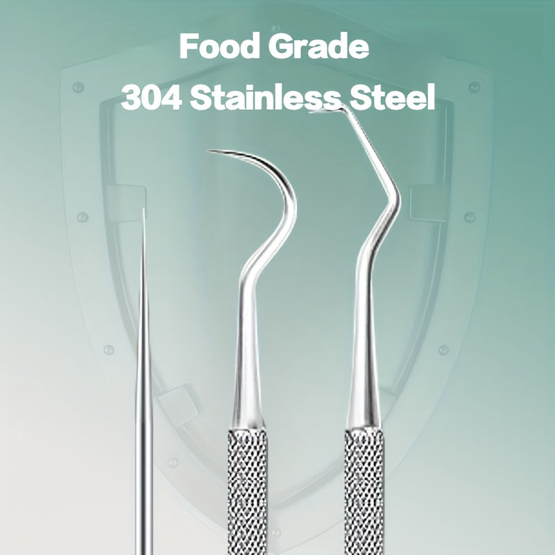 Stainless Steel Toothpick & Floss Set for Home & Travel