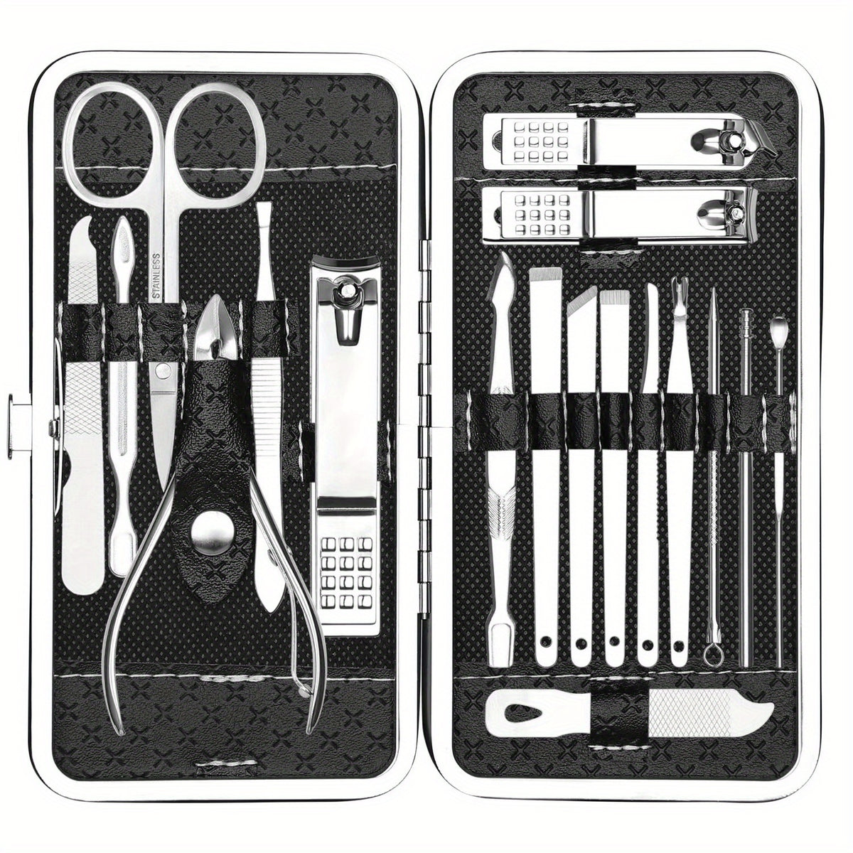 Manicure Pedicure Kit 18 Pieces Stainless Steel Professional Grooming Nail Care
