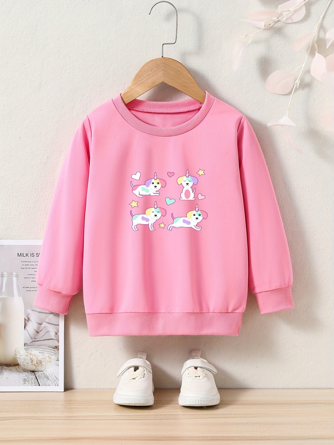 Unicorn Puppy Graphic Crew Neck Sweatshirt