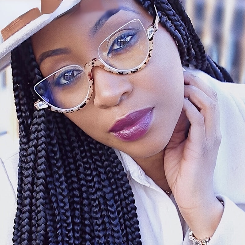 Y2K Cat Eye Frame Glass Women Half Rim Eyeglass Frame