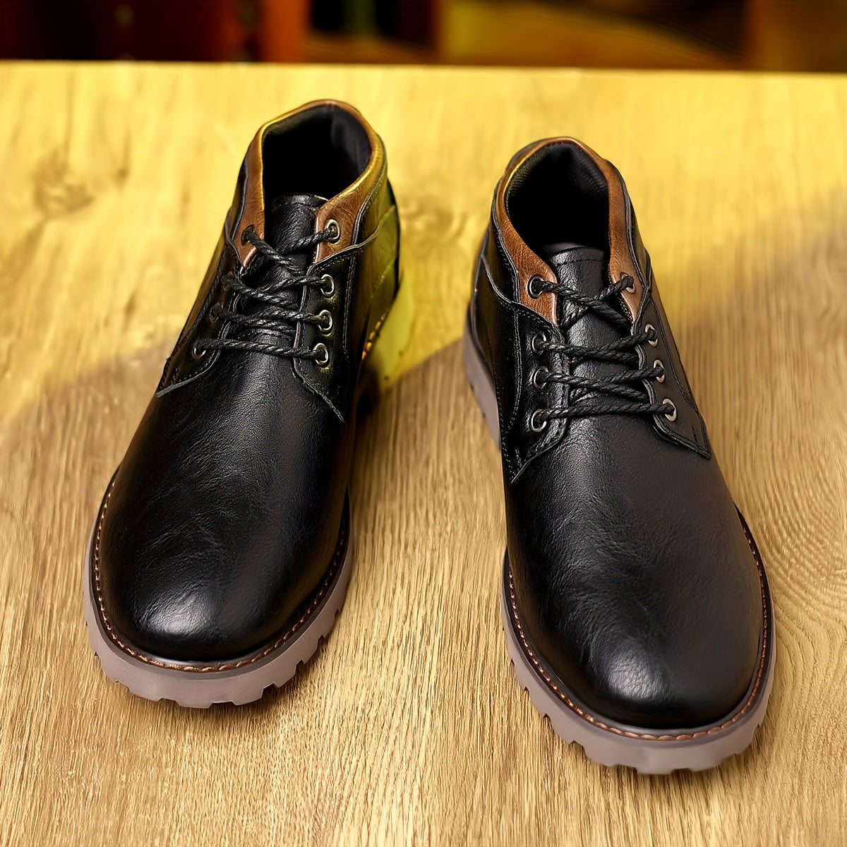 Men's Retro Ankle Boots PU Leather Lace-up Outdoor Shoes