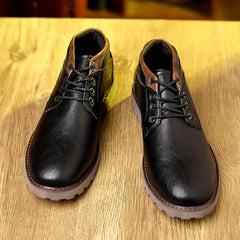 Men's Retro Ankle Boots PU Leather Lace-up Outdoor Shoes